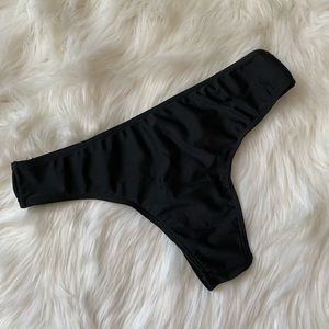 Black Laser Cut Heart Pole Bottom / Swim / Thong L